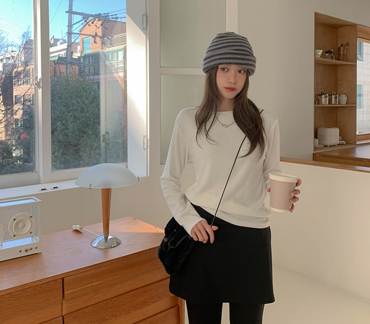 バニー 表機毛 入宿ネック 長袖Tシャツ