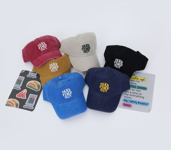 タイム刺繍ピグメントボールキャップ