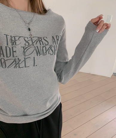 イフナ炎ピッチ起毛唇ネック長袖Tシャツ