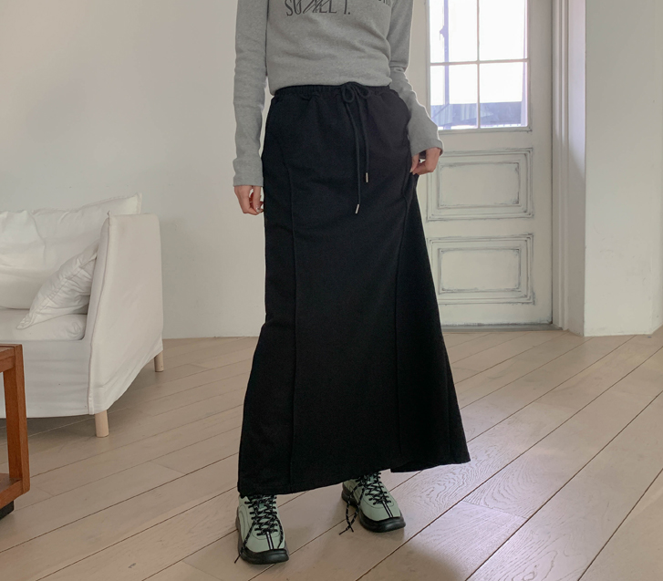 パームスピンタックスリットバンディングロングスカート