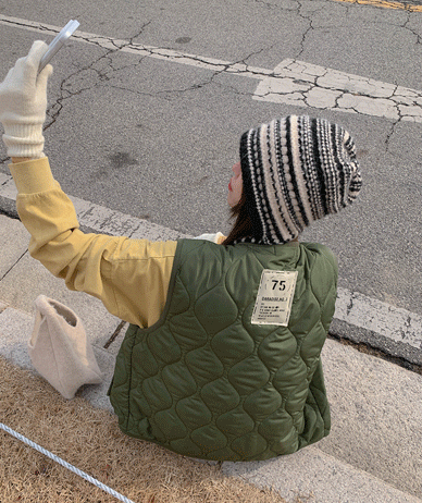 レイパッチオーバーフィットキルティングベスト