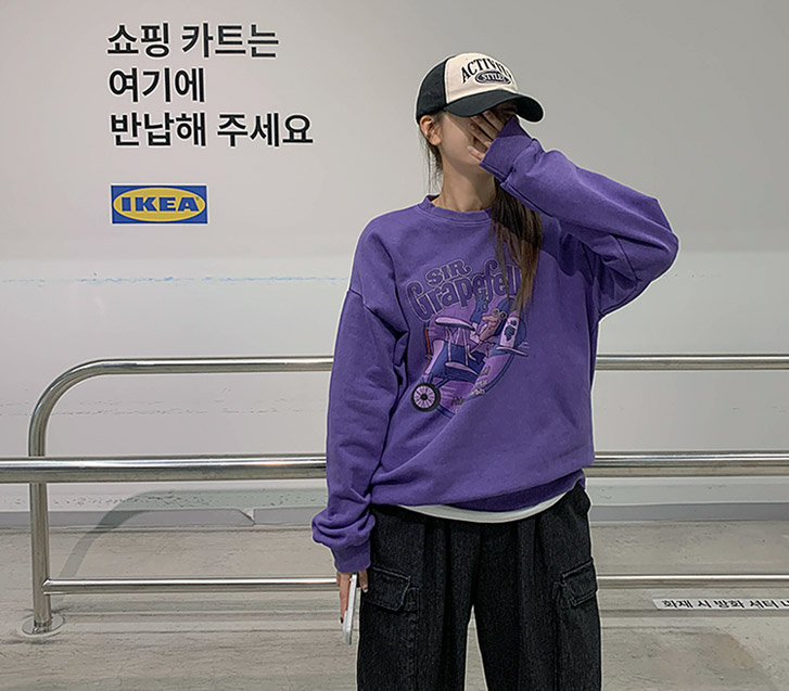 [男女共用]飛行機の汚染ピグメントオーバーフィットトレーナー