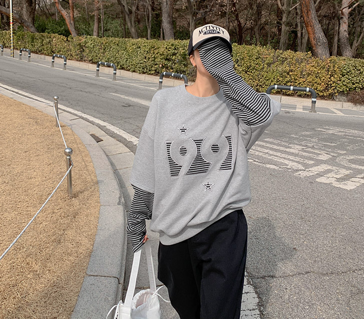 [男女共用]99刺繍ダンガラレイヤードトレーナー