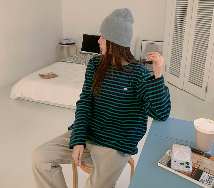 ローパインナットラベル ダンガラ長袖Tシャツ