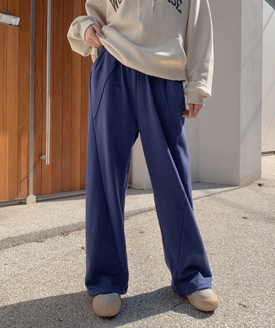 ウッディ 斜線切開 ツルストリング ワイドトレーニングパンツ