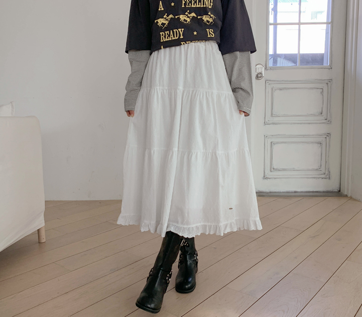 ローレンフリルドットガードカンカンロングスカート