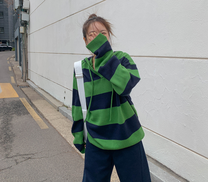 [男女共用]リッジダンガラ ブイネック フードニット