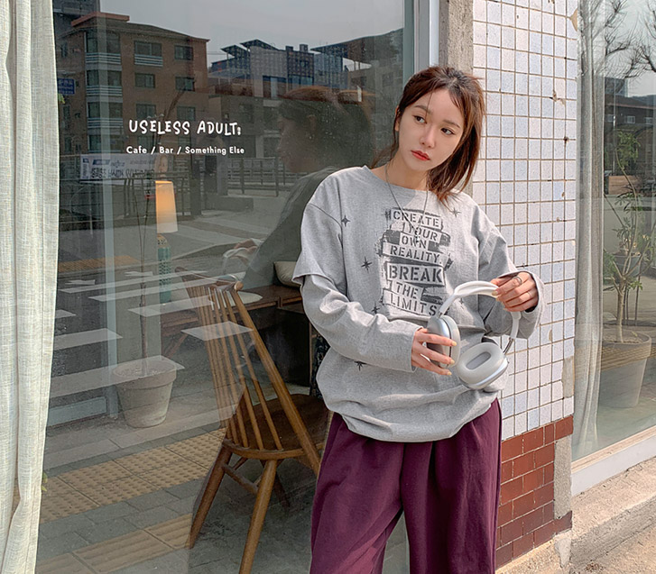 [男女共用]フィナッツスターナ塩レイヤード長袖ロングTシャツ