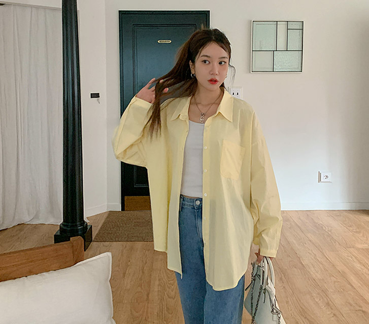 ネスリーオーバーフィットベーシックロングシャツシャツ