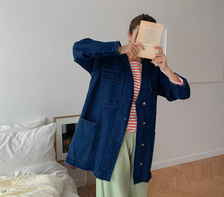 マーフィーブイネックデニムロングジャケット