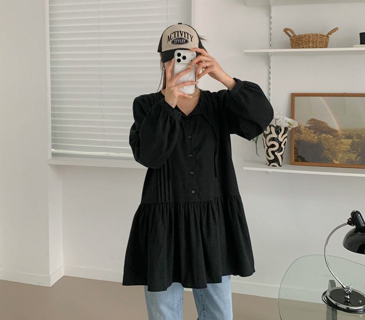 イブベビードルピンタックストラップミニワンピース