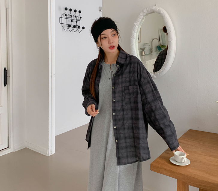 ソフィアシアサーカーチェックシャツシャツ