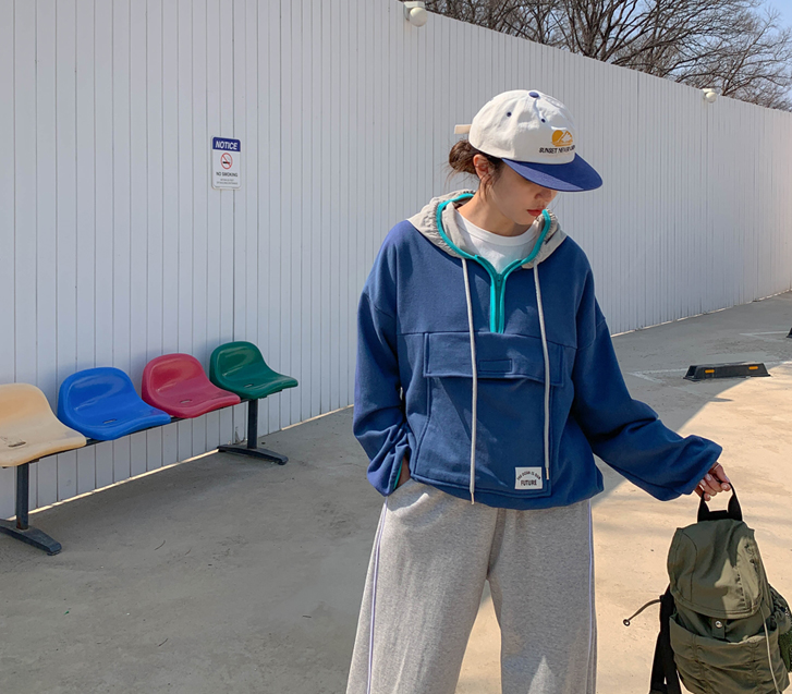 フューチャー半集業配色フードティーシャツ