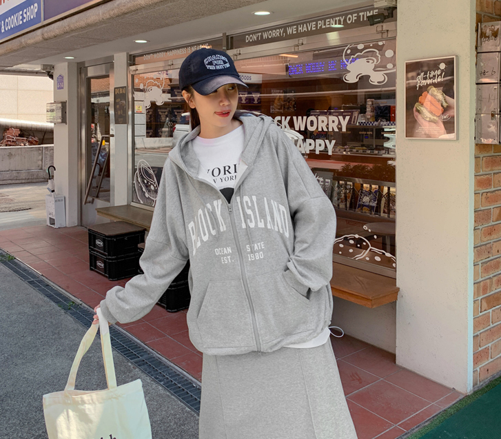 1980 レタリング 汚染ストッパー ツウェー フードジップアップ