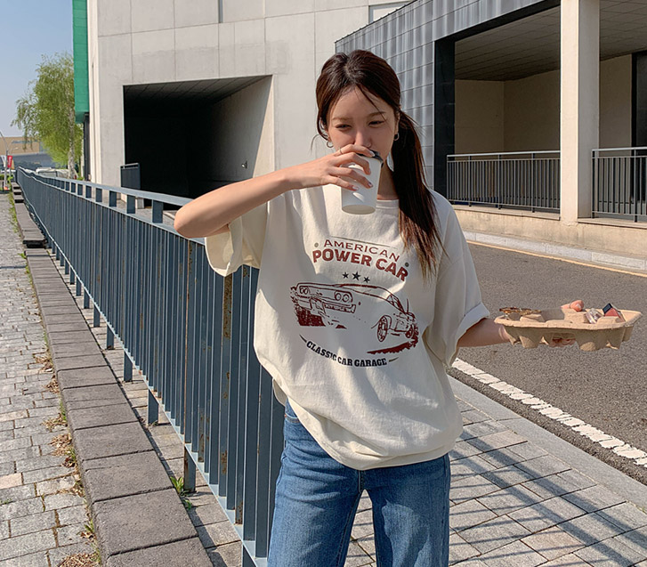 パワーカープリンティング半そでTシャツ