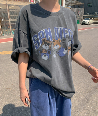 [男女共用]サンディベア ナヨルピグメント半そでロングTシャツ