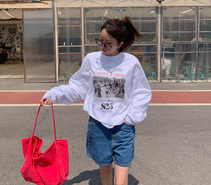 セントプリンティング長袖ロングTシャツ