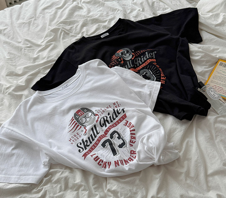 [男女共用]スカルライダーナ塩ルーズフィット半そでTシャツ