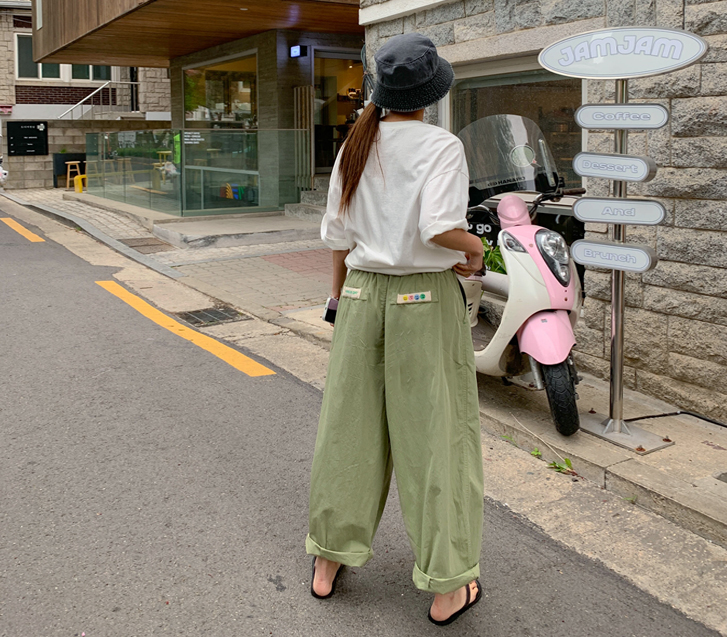 スマイルパッチナイロンバンディング排気パンツ