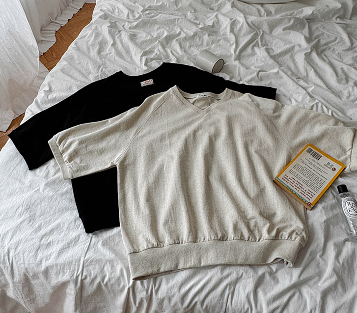 バックラベル ブイネック ラグラン半そでトレーナー