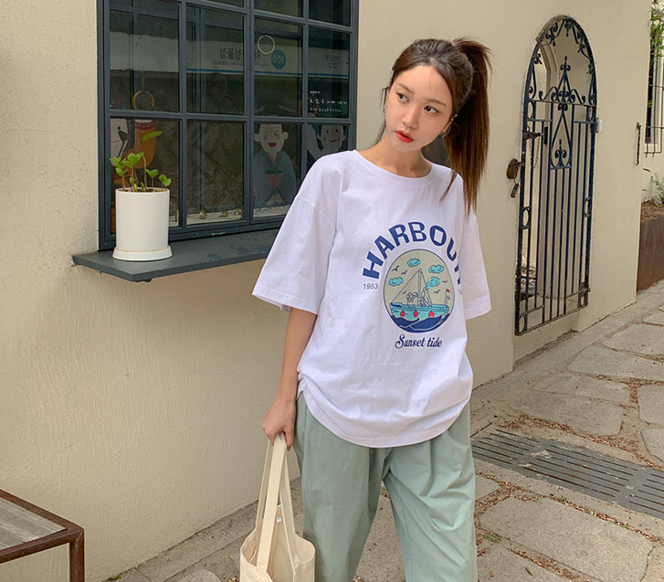 [男女共用]ハーバーナ・塩ルーズフィット半そでTシャツ