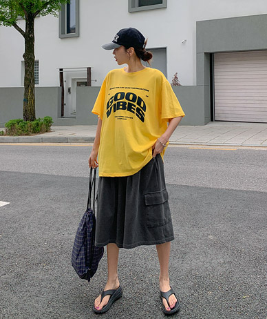 GOOD VIBES プリンティング半そでTシャツ