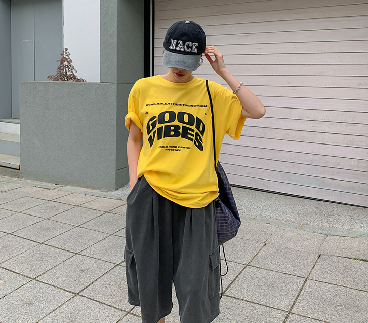 GOOD VIBES プリンティング半そでTシャツ