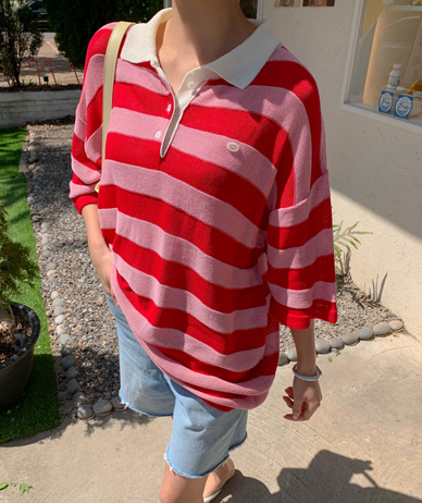 ケイダンガラ半そでサマーロングニット