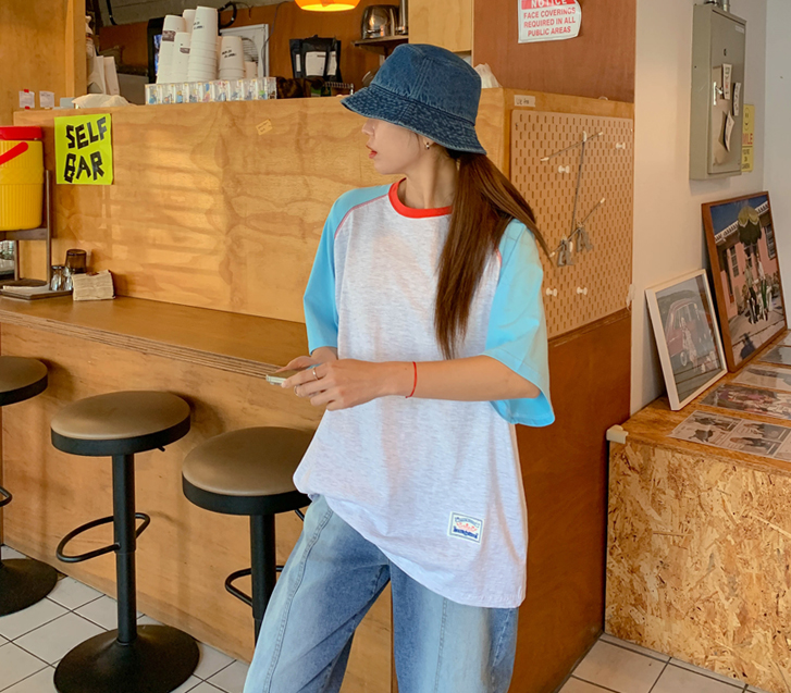 メルボルンパッチ配色ラグラン半そでティー