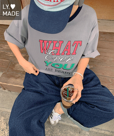 【男女共用】ワットエバー クラック 汚染配色 半そでTシャツ
