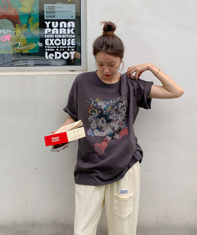ランニングペイピングピグメント半そでロングTシャツ