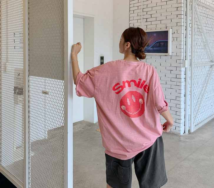[男女共用]ドロップスマイル ナヨムピグメント 半そで ロングTシャツ