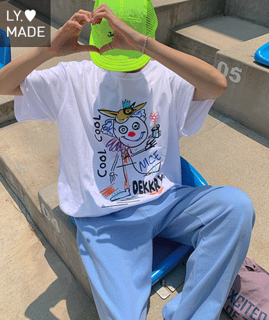 [男女共用]スマイルデクリーナ塩オーバーフィット半そでTシャツ