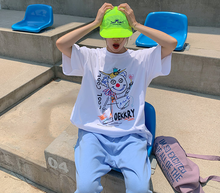 [男女共用]スマイルデクリーナ塩オーバーフィット半そでTシャツ