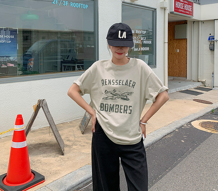 [男女共用]飛行機クラック ナソム半そでTシャツ