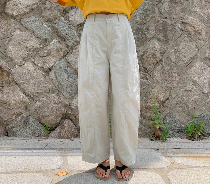 モダン切開バンディングワイド排気パンツ
