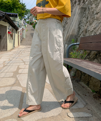 モダン切開バンディングワイド排気パンツ