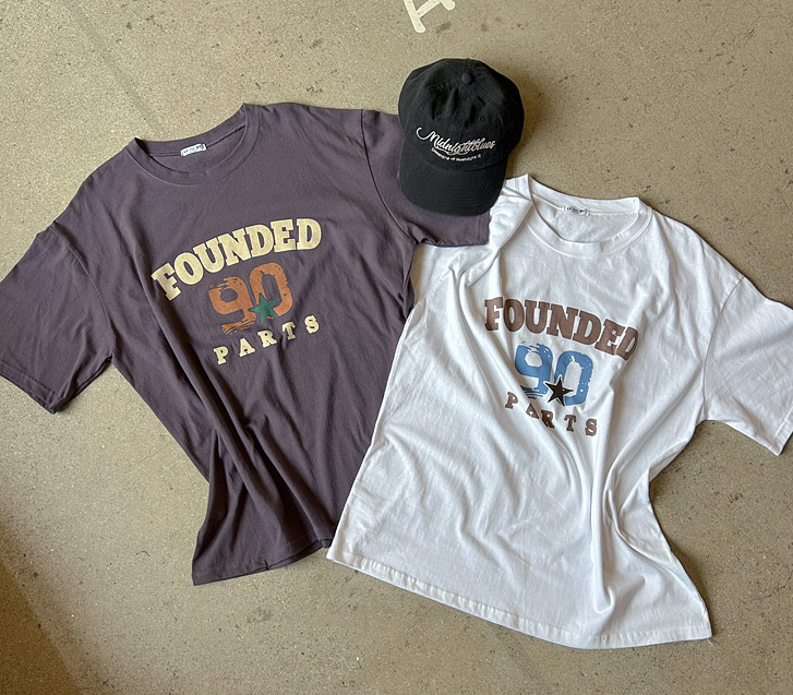 [男女共用]ファウンディッド90クラック汚染オーバーフィット半そでTシャツ