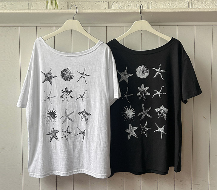 [企画セール10％]スターフィッシュナソムボートネックオフショルダー半そでTシャツ