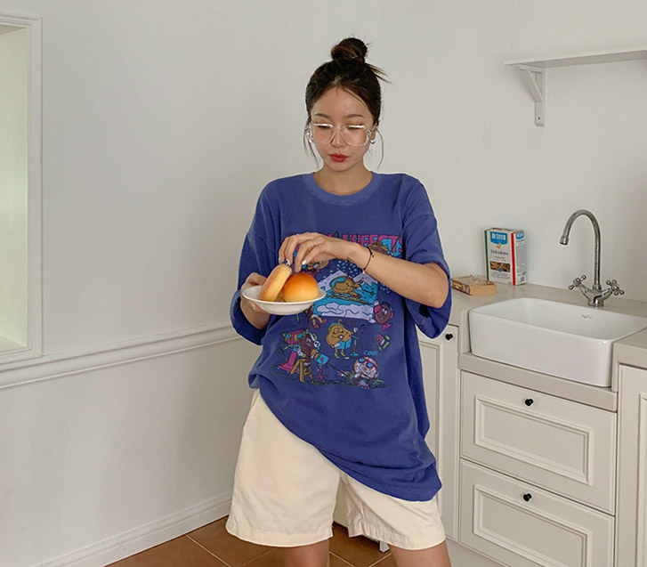 [男女共用]スペシャルナ塩ピグメント半そでロングTシャツ