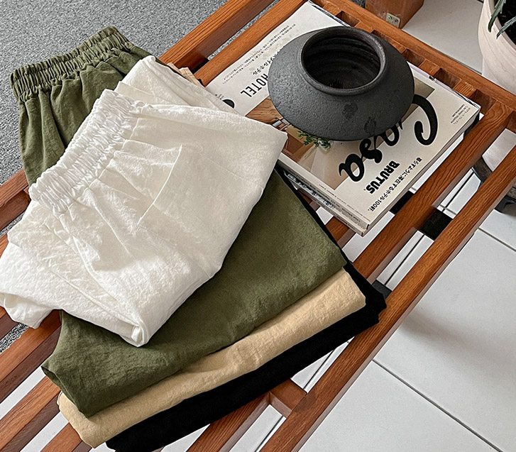フェノリネンバンディングワイド排気パンツ（モデル着用カット）