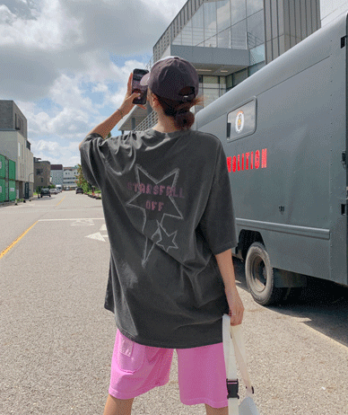 [男女共用]スターナギルピグメント半そでロングTシャツ
