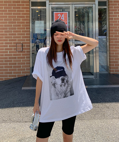 レトリーバーナ塩半そでロングTシャツ