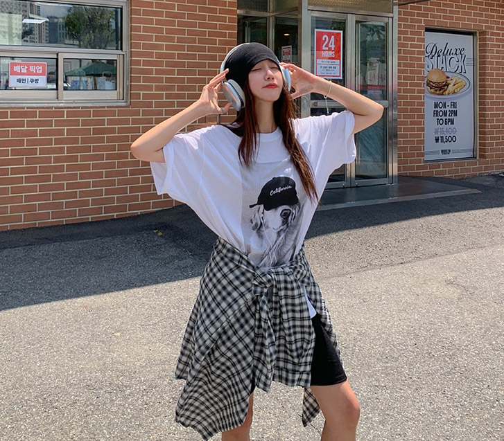 レトリーバーナ塩半そでロングTシャツ