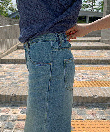 フェリートツトーン切開デニムワイドパンツ