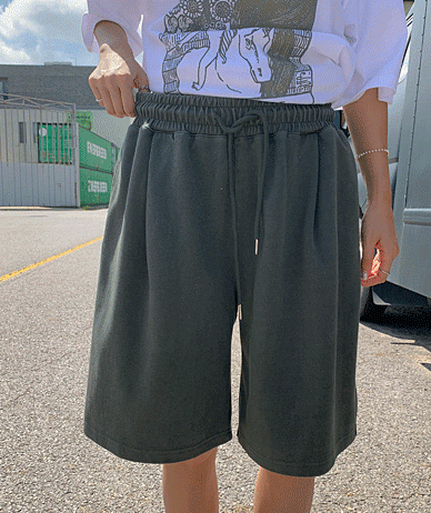 [男女共用]フォードピンタックバミューダピグメントバンディングハーフパン