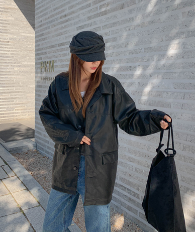 [男女共用]テリン切開レザージャケット