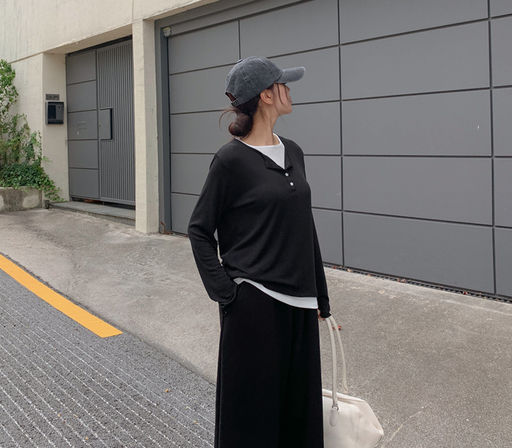 クリーンレイヤードボタン 長袖