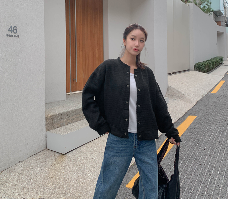 [男女共用]オペツイードセミクロップジャケット