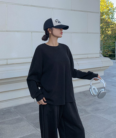 チェイブルワッフルウォッシング長袖Tシャツ